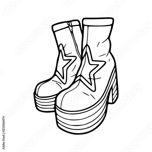 a black and white drawing of a fashionable footwear coloring page