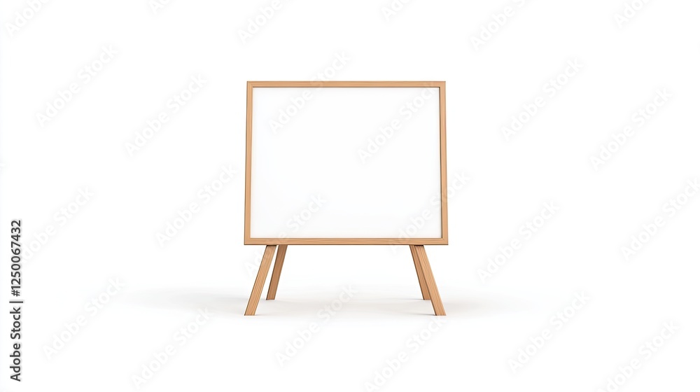 Empty wooden frame on a white background, ideal for showcasing artwork or signage Empty wooden frame on a white background, ideal for showcasing artwork or signage