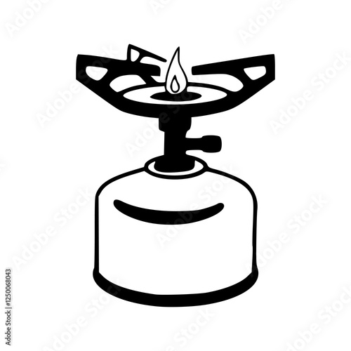 portable camping stove vector illustration