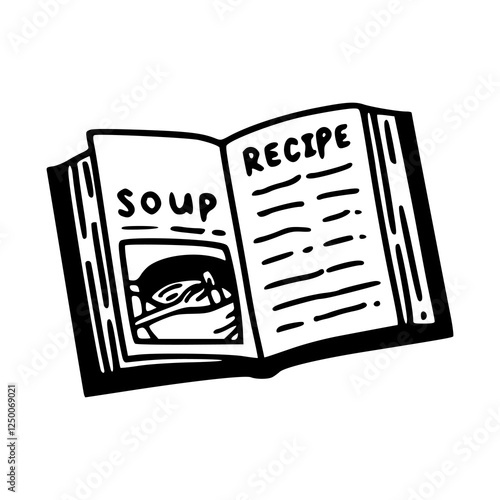 soup recipe book outline drawing