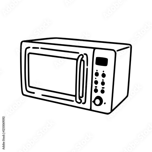 a black and white drawing of a microwave