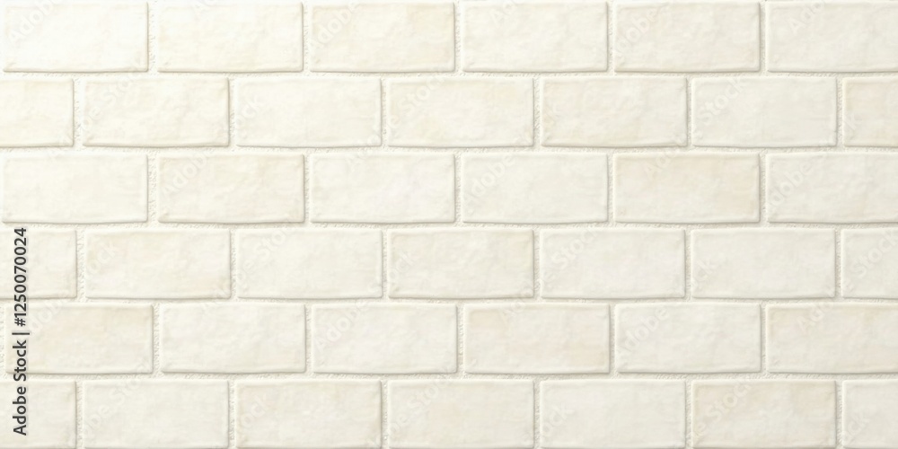 Naklejka premium Cream-colored rectangular tiles arranged in a classic brickwork pattern, offering a clean and simple background texture for design projects