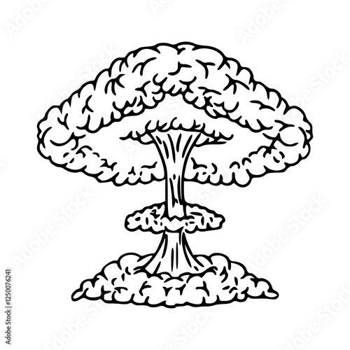 a black and white drawing of an explosion in line art style