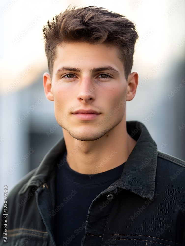 Confident young man with modern hairstyle looking at the camera : Generative AI Confident young man with modern hairstyle looking at the camera : Generative AI