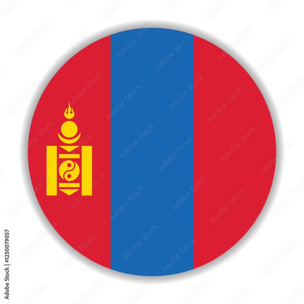 Naklejka premium Mongolia flag. Mongolia circle flag logo icon computer vector illustration design