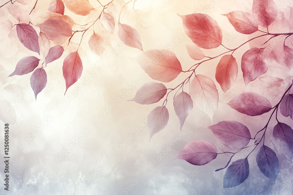 Delicate Watercolor Branches With Autumn Leaves Delicate Watercolor Branches With Autumn Leaves