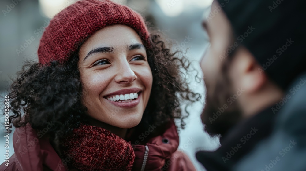 A warm smile exchanged between two strangers. A warm smile exchanged between two strangers.