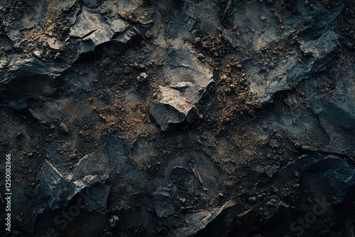 Wallpaper Mural Dark, textured rock surface with soil. Torontodigital.ca