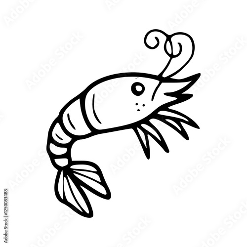 vector illustration of cartoon shrimp coloring pages