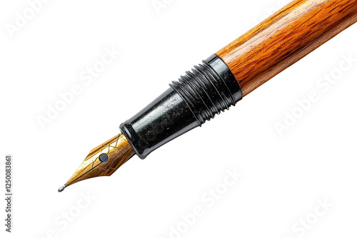 Wallpaper Mural A close-up view of a vintage fountain pen, showcasing its intricate nib and polished wood finish, perfect for writing enthusiasts and collectors alike. Torontodigital.ca