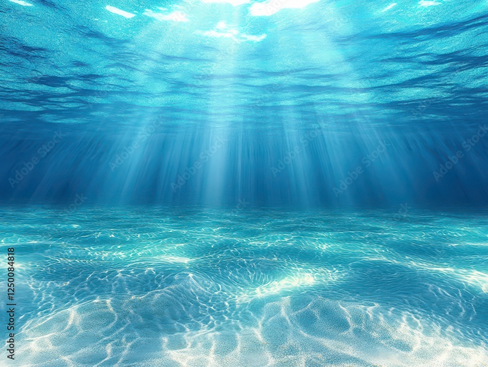 Underwater sunbeams illuminating ocean floor. Underwater sunbeams illuminating ocean floor.