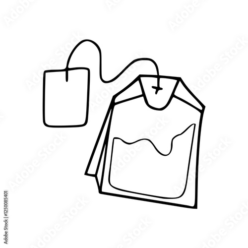 a black and white drawing of a tea bag icon