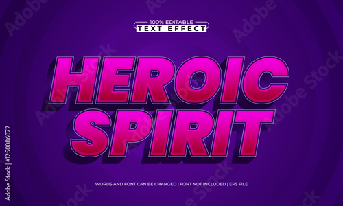 heroic spirit editable text effect with a hero and power text style