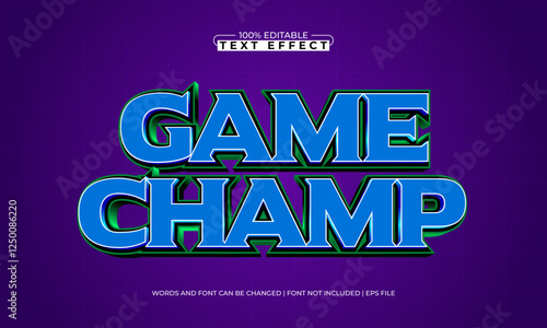 game champ editable text effect with a sport and game text style