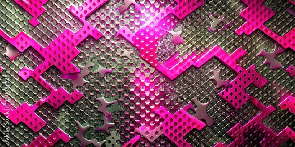 Camouflage background with bold metallic neon pink hues and vibrant geometric patterns creating a modern twist for fashion, interior, or design inspiration , camouflage, pattern Camouflage background with bold metallic neon pink hues and vibrant geometric patterns creating a modern twist for fashion, interior, or design inspiration , camouflage, pattern
