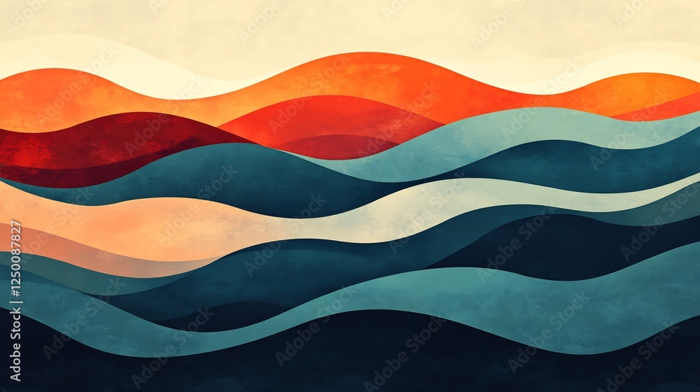 Naklejka premium Abstract Warm-toned Waves Gently Rolling Landscape. AI Generated