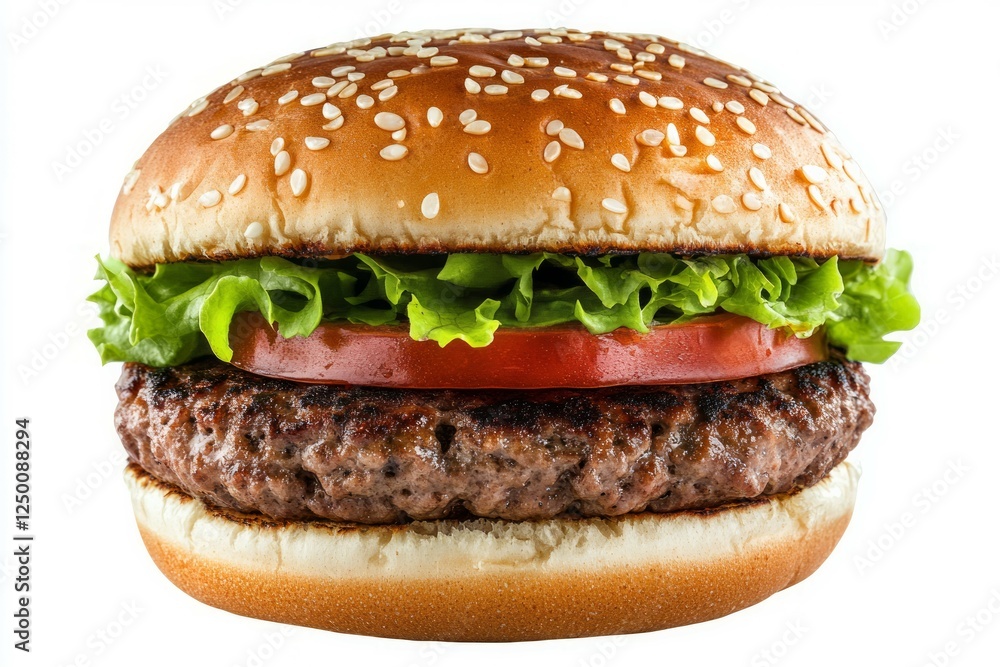 Delicious cheeseburger with fresh ingredients on white background. AI image Delicious cheeseburger with fresh ingredients on white background. AI image
