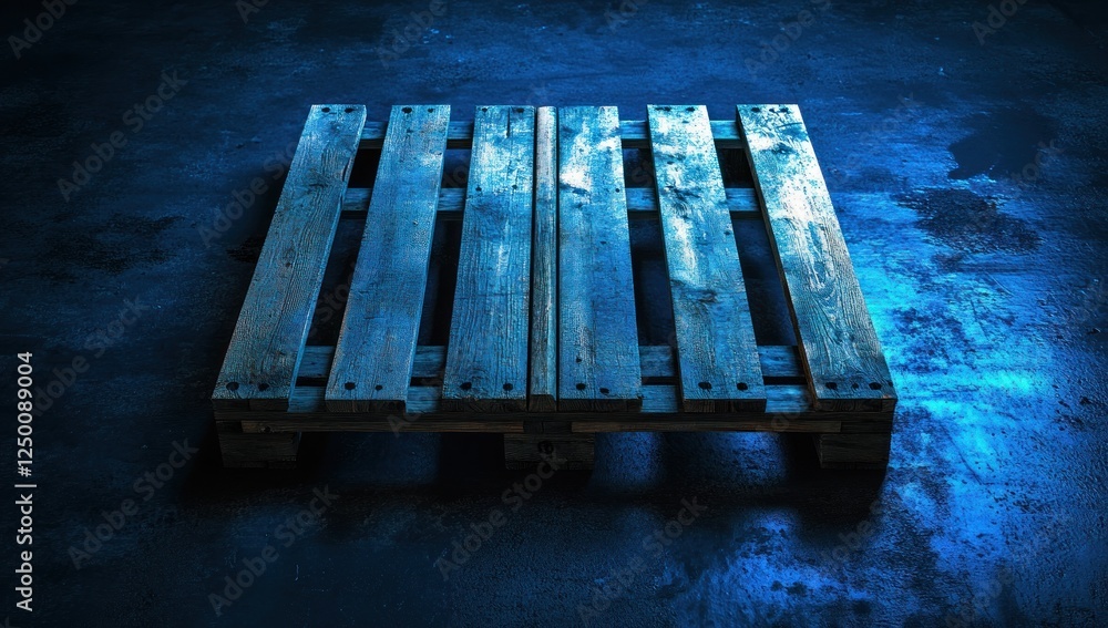 Fototapeta premium Moody Blue Pallet on Concrete Floor