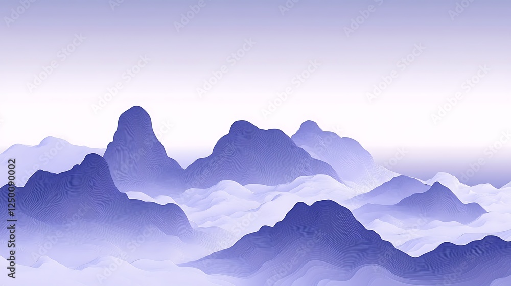 Misty purple mountains, serene landscape, calming backdrop Misty purple mountains, serene landscape, calming backdrop
