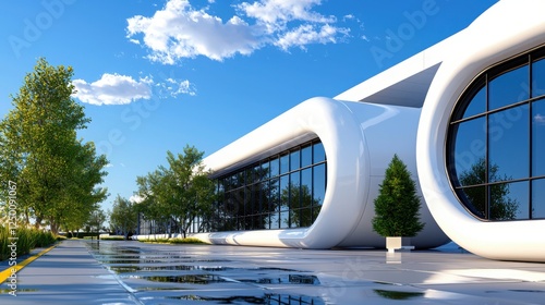 Wallpaper Mural Modern White Building With Circular Windows And Landscaping Torontodigital.ca