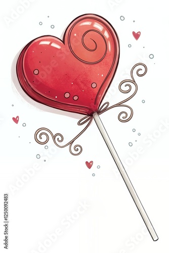 Sweet Heart Lollipop Candy Romantic Treat Love Design