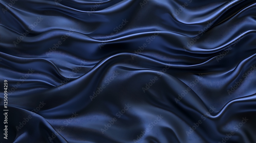 Fototapeta premium Blue silk fabric, draped waves, background texture, design