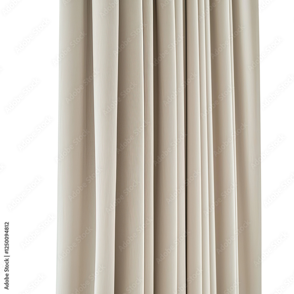 Fototapeta premium Soft beige curtains with elegant pleats, adding warmth and texture to any room. Perfect for enhancing interior decor and providing privacy