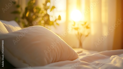 Wallpaper Mural Warm Morning Light Streaming Through Windows Shining on a Comfortable Bed : Generative AI Torontodigital.ca