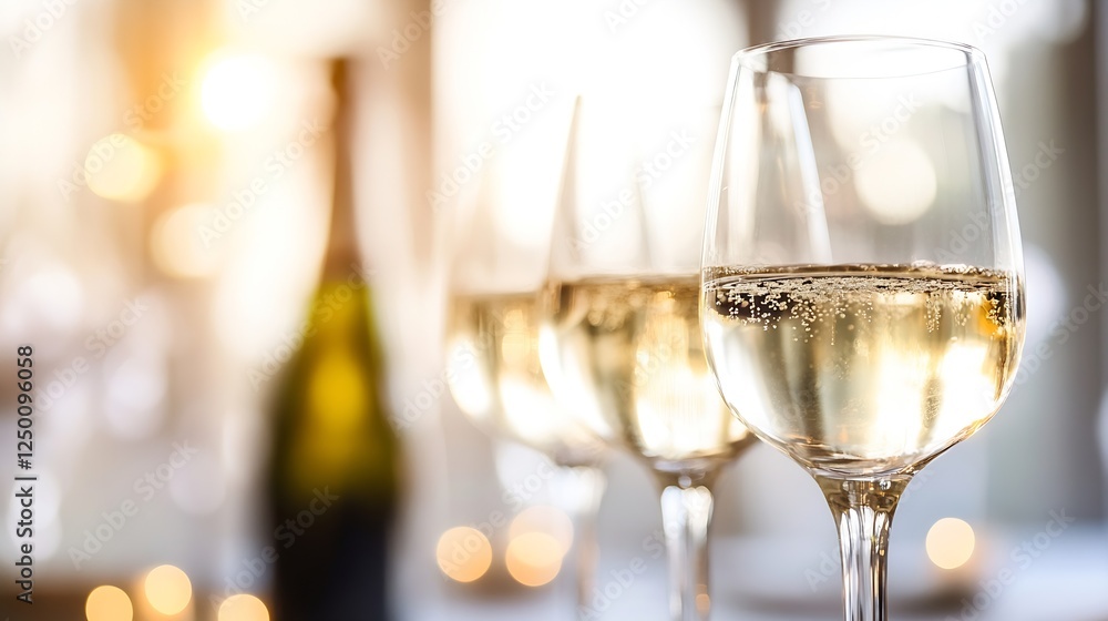 Elegant Glasses of Champagne with Bokeh Background and Soft Lighting Effects : Generative AI Elegant Glasses of Champagne with Bokeh Background and Soft Lighting Effects : Generative AI