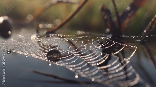 spider web with dew drops