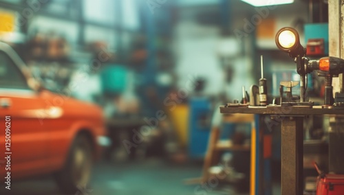 Wallpaper Mural Vintage Auto Repair Shop: Tools and Classic Car Torontodigital.ca