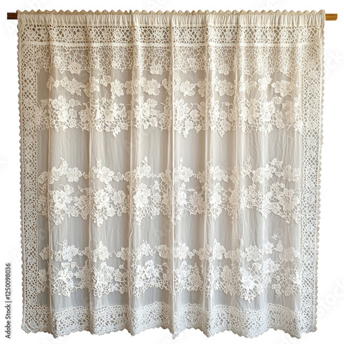Elegant lace curtain with floral patterns, perfect for home decor. This delicate design adds touch of charm and sophistication to any room, enhancing natural light while providing privacy