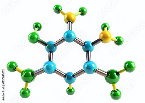 3D Panoramic Molecular Structure of DDT Insecticide - Isolated on White photo