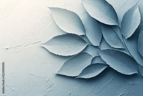 Wallpaper Mural Textured Blue Leaves Abstract Art Painting Torontodigital.ca