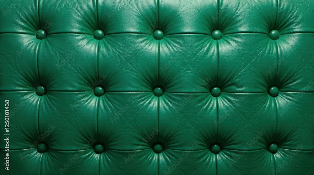 Deep Emerald Green Leather Upholstery Texture with Button Tufting Detail