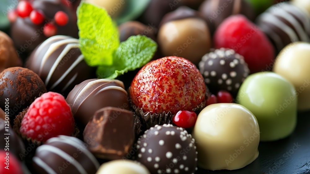 Delicious Assorted Chocolate Truffles and Fruits on a Platter Perfect for Dessert Lovers : Generative AI Delicious Assorted Chocolate Truffles and Fruits on a Platter Perfect for Dessert Lovers : Generative AI