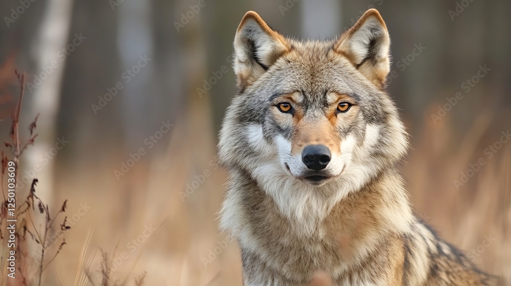 Majestic Wolf Staring Intently in Its Natural Habitat Surrounded by Wilderness : Generative AI Majestic Wolf Staring Intently in Its Natural Habitat Surrounded by Wilderness : Generative AI