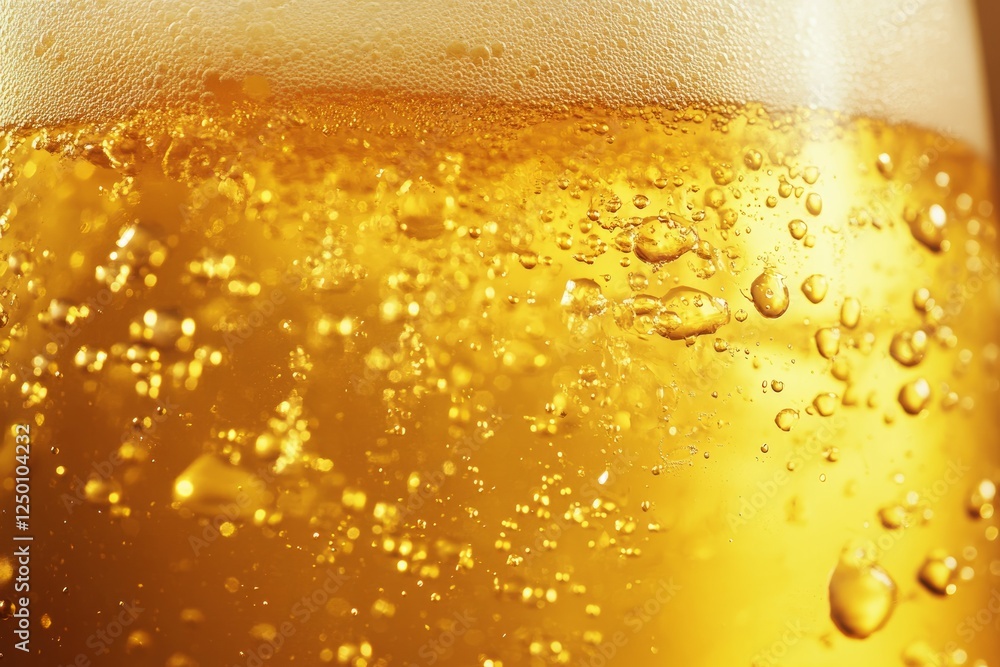 Close-up of beer with bubbles on yellow background. Artificial Intelligence Close-up of beer with bubbles on yellow background. Artificial Intelligence