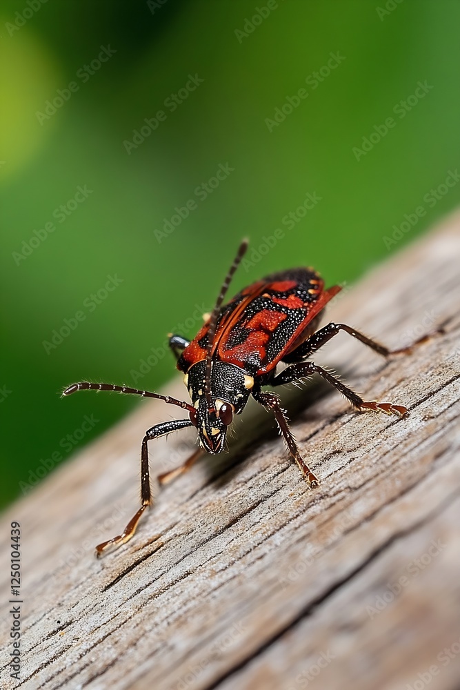 Vibrant Close Up of Colorful Beetle on Wood Surface in Nature : Generative AI Vibrant Close Up of Colorful Beetle on Wood Surface in Nature : Generative AI