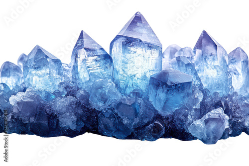 A stunning display of blue crystals showcasing intricate formations and vibrant colors. Perfect for backgrounds or scientific illustrations. photo