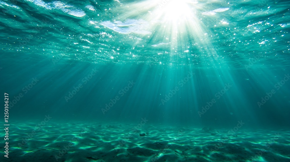 Underwater Sunbeam Effect on Crystal Clear Aquatic Scene with Tranquil Vibes : Generative AI Underwater Sunbeam Effect on Crystal Clear Aquatic Scene with Tranquil Vibes : Generative AI