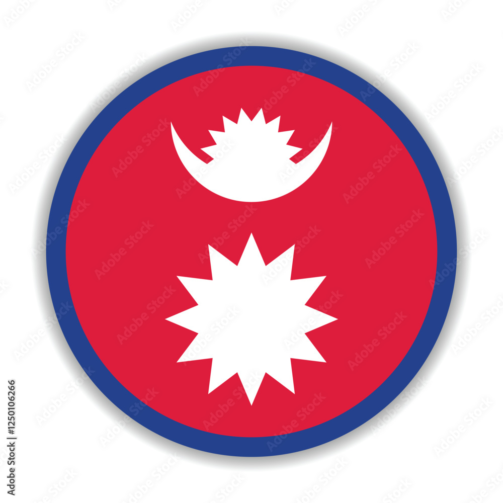 Nepal flag. Nepal circle flag logo icon computer vector illustration design Nepal flag. Nepal circle flag logo icon computer vector illustration design
