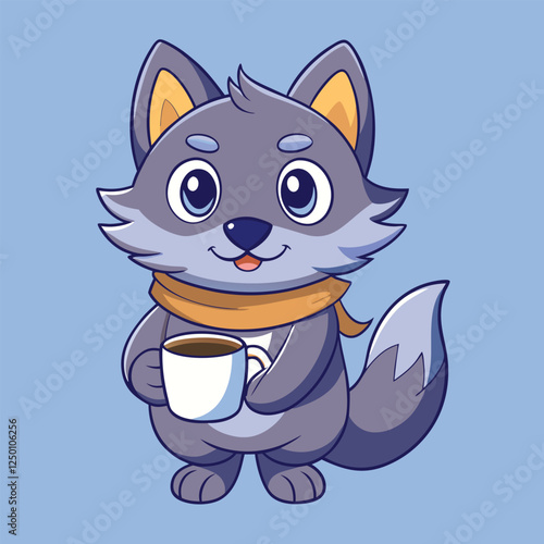 cute cat drinking coffee