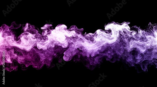 Purple and white smoke swirls on black background; abstract design photo