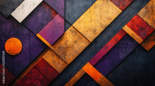 Wallpaper Mural Abstract Geometric Design Warm Hues Rich Texture Overlapping Shapes. AI Generated Torontodigital.ca