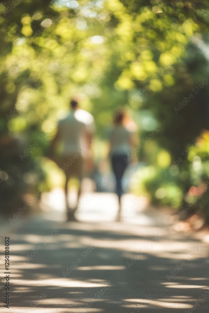 Soft Focus Romantic Walk Through Lush Green Garden Pathway in Blurry Background : Generative AI Soft Focus Romantic Walk Through Lush Green Garden Pathway in Blurry Background : Generative AI