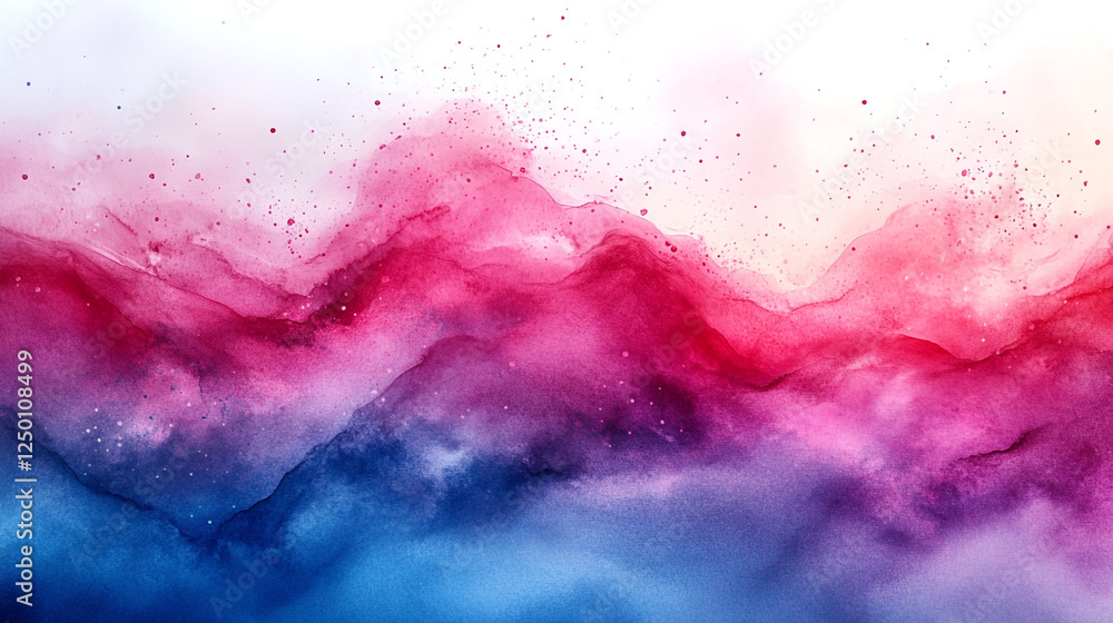 Obraz premium Abstract Pink Blue Watercolor Landscape Painting Artistic Design Background Texture red wash image 