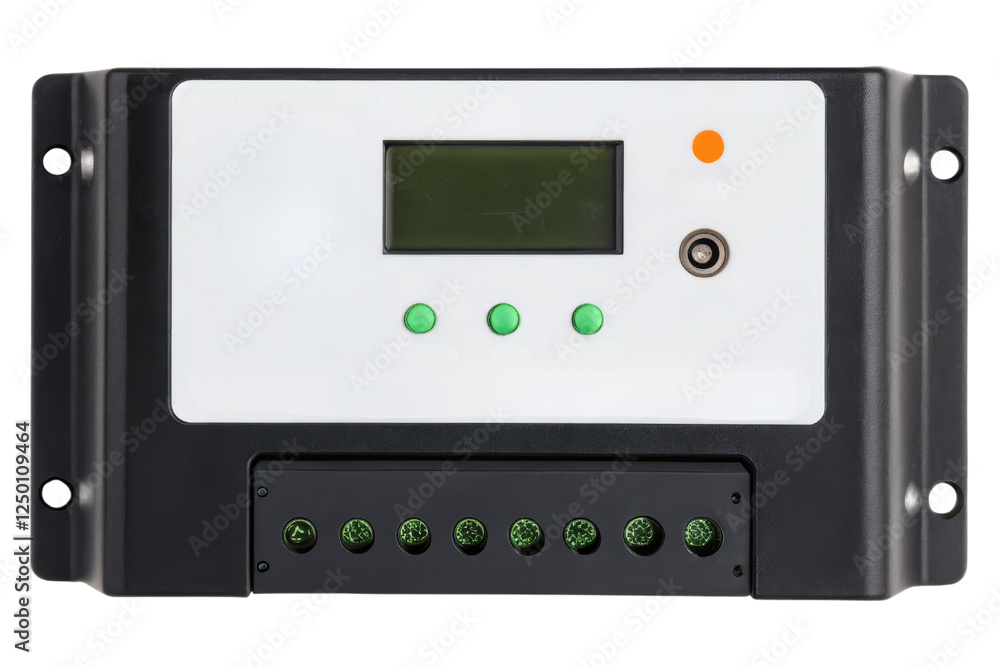 Fototapeta premium Solar panel charge controller with digital display isolated with transparent background