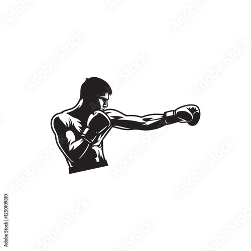 Silhouette Boxing Men Vector Illustration