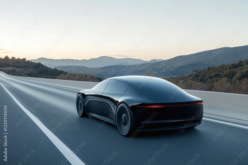 Fototapeta premium Sleek Vehicle on Open Road
